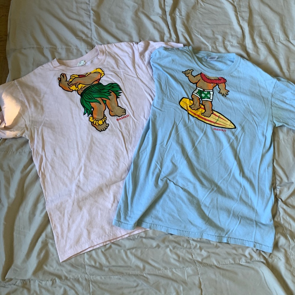 Matching Hawaiian Surfer and Hula Dancer tees